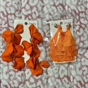 Fashion Jewelry Vibrant Orange Earrings Set